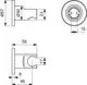 Wandhalter aus Metall in runder Form, ausgestattet mit einer Rosette für Handbrausen, entworfen von Ideal Standard. Maße sind im technischen Zeichnungsstil dargestellt.